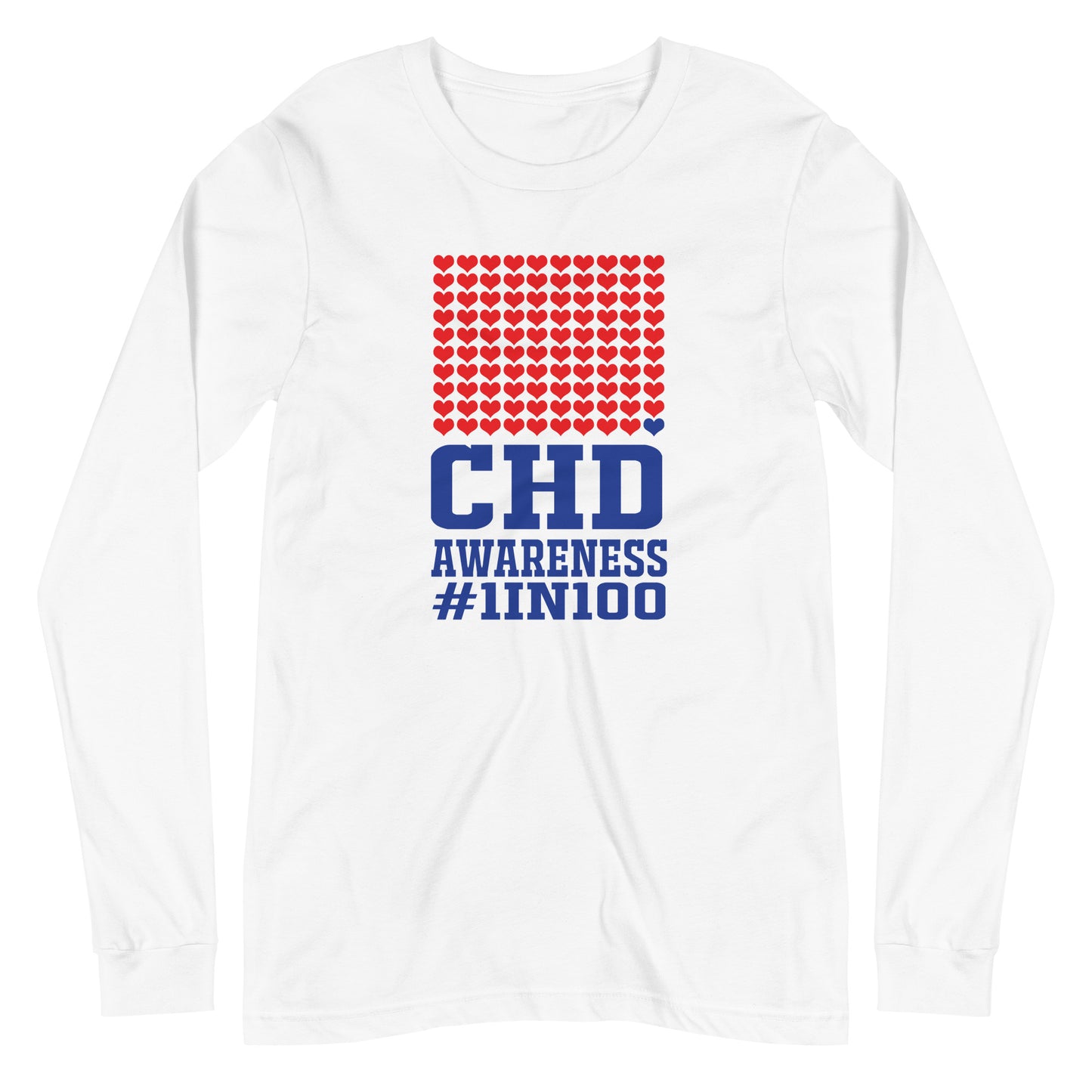 1 in 100 Hearts CHD Awareness Long Sleeve Tee